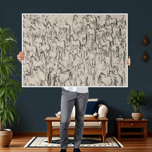 Abstract Horse Sketch Wall Art | Ready to Hang and Framed |