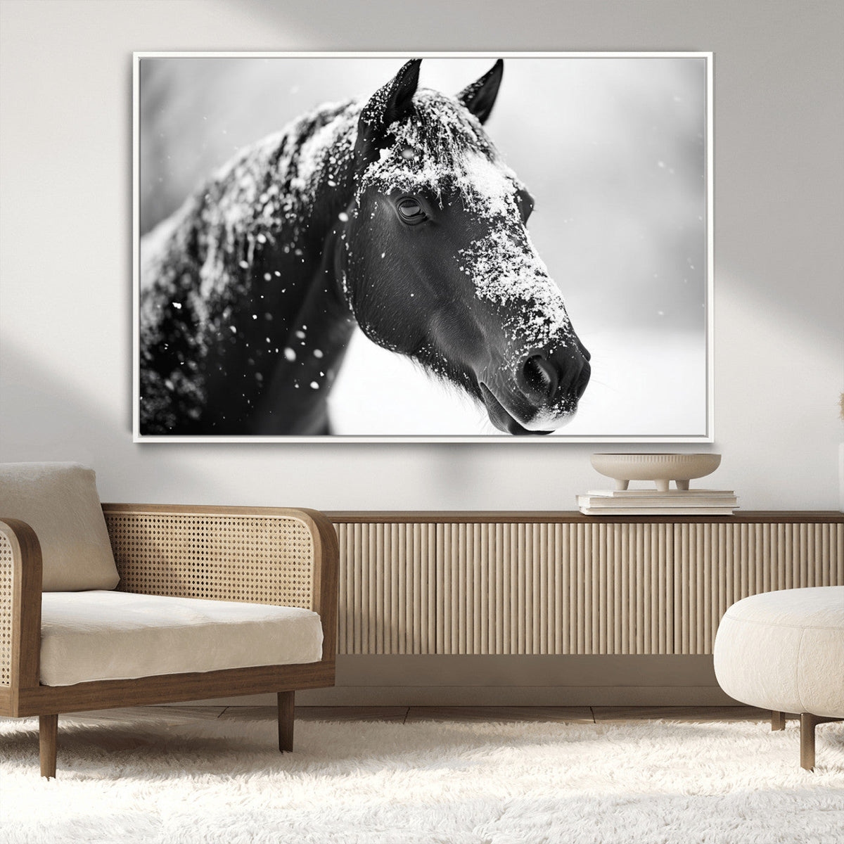 Horse Canvas Print - Winter Horse Snow Wall Art Canvas Print