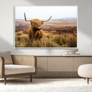 Scottish Highland Cow Canvas Wall Art – Rustic Farmhouse