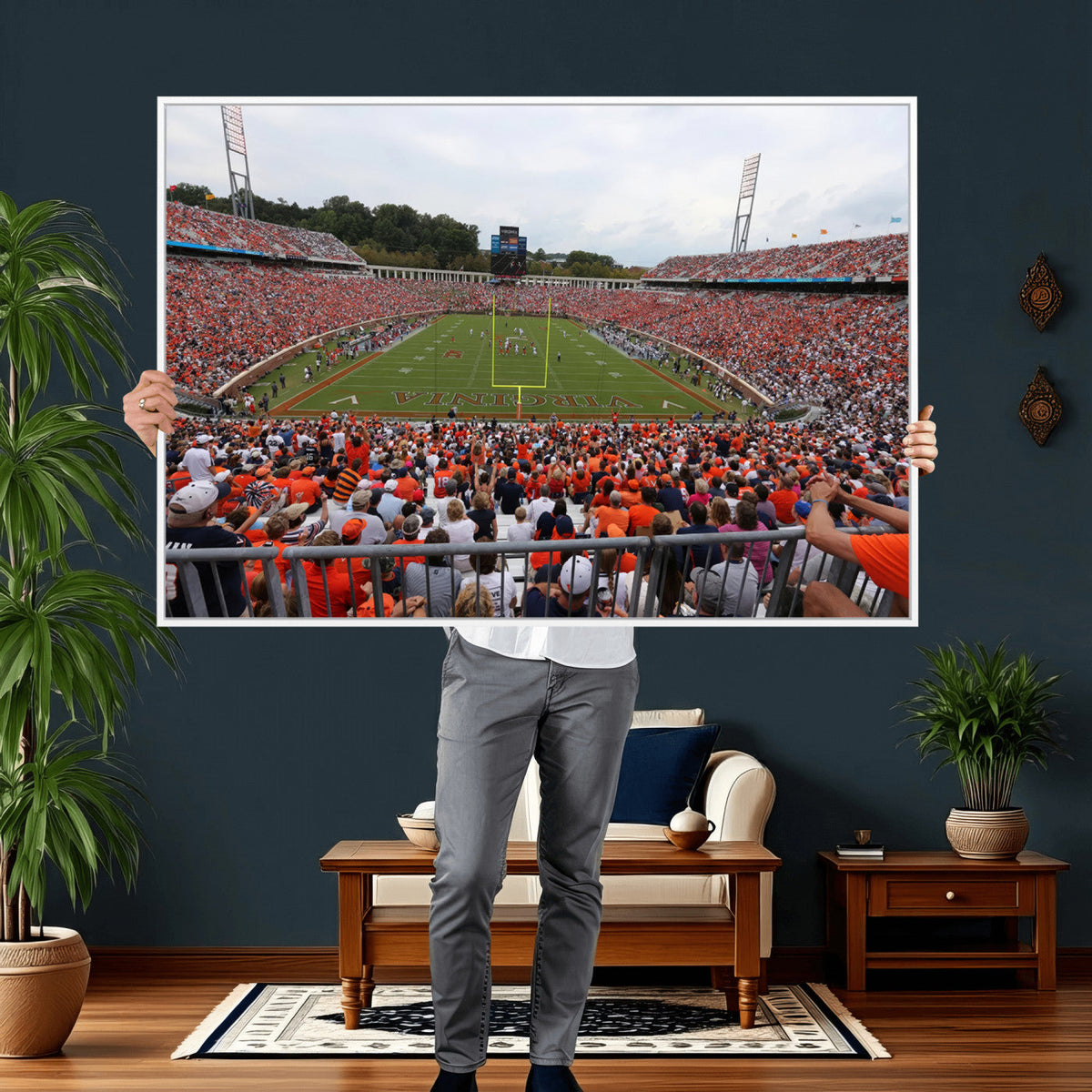 Virginia Cavaliers Football Team Print - Charlottesville Scott Stadium Print Wall Art Canvas