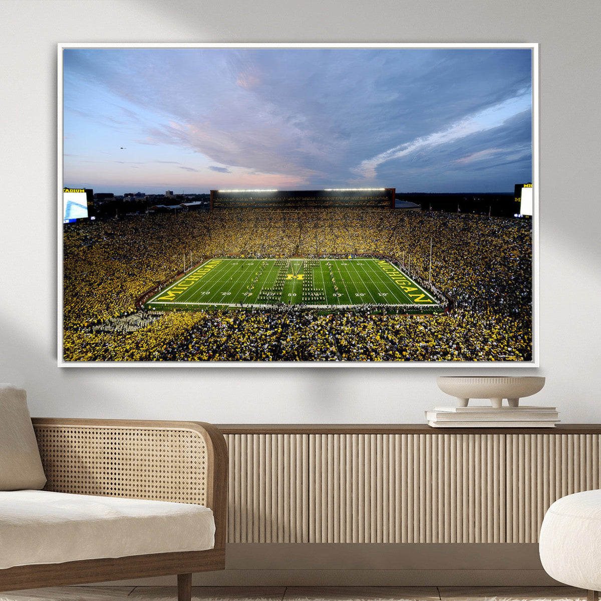 Michigan Stadium Wall Art Canvas Print, Vibrant Game Day