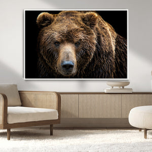 Grizzly Brown Bear Canvas Wall Art, Wildlife Animal Canvas