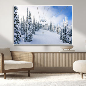 Winter Ski Lift Wall Art Print - Landscape Wall Art | Snowy
