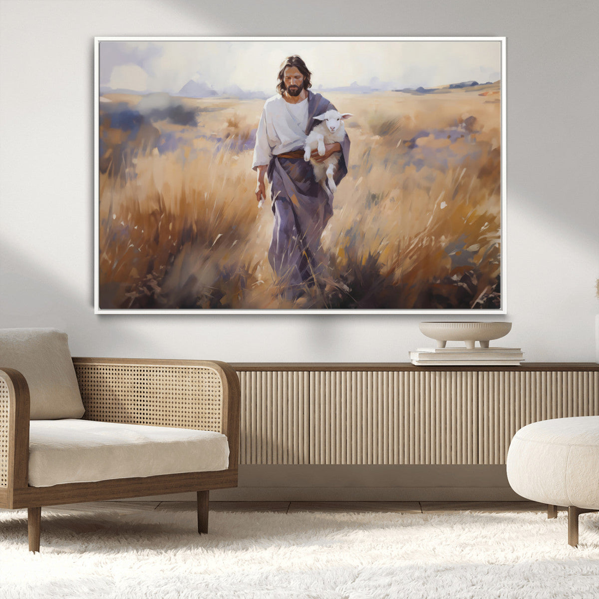 Jesus the Good Shepherd Wall Art Canvas Print - Lost Lamb