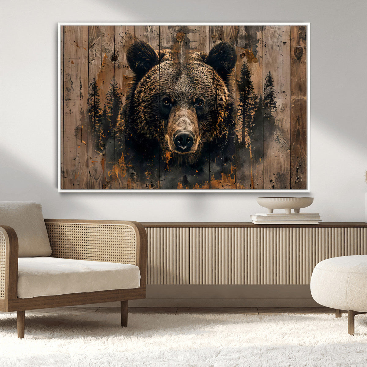 Rustic Grizzly 399 Wall Art | Triptych Canvas Print | Rustic