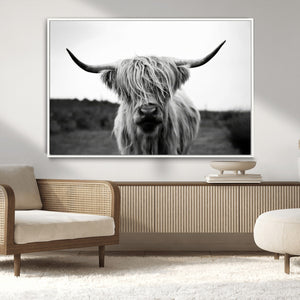 Highland Cow Wall Art | Black and White Farmhouse Decor |
