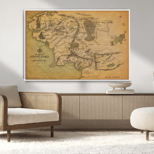 Middle Earth Map Canvas Wall Art – Vintage Fantasy Map