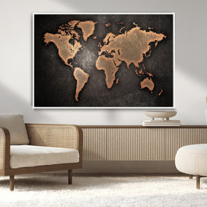 World Map Canvas Print – Framed Travel Map Wall Art for
