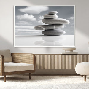 Still Life Black and White Zen Stones Wall Art Canvas,