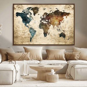 World Map Canvas Print – Detailed Map of the World Wall Art