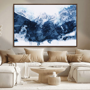 Abstract Blue Mountain Canvas Wall Art – Modern Triptych