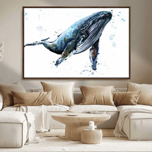 Watercolor Whale Wall Art Canvas Print