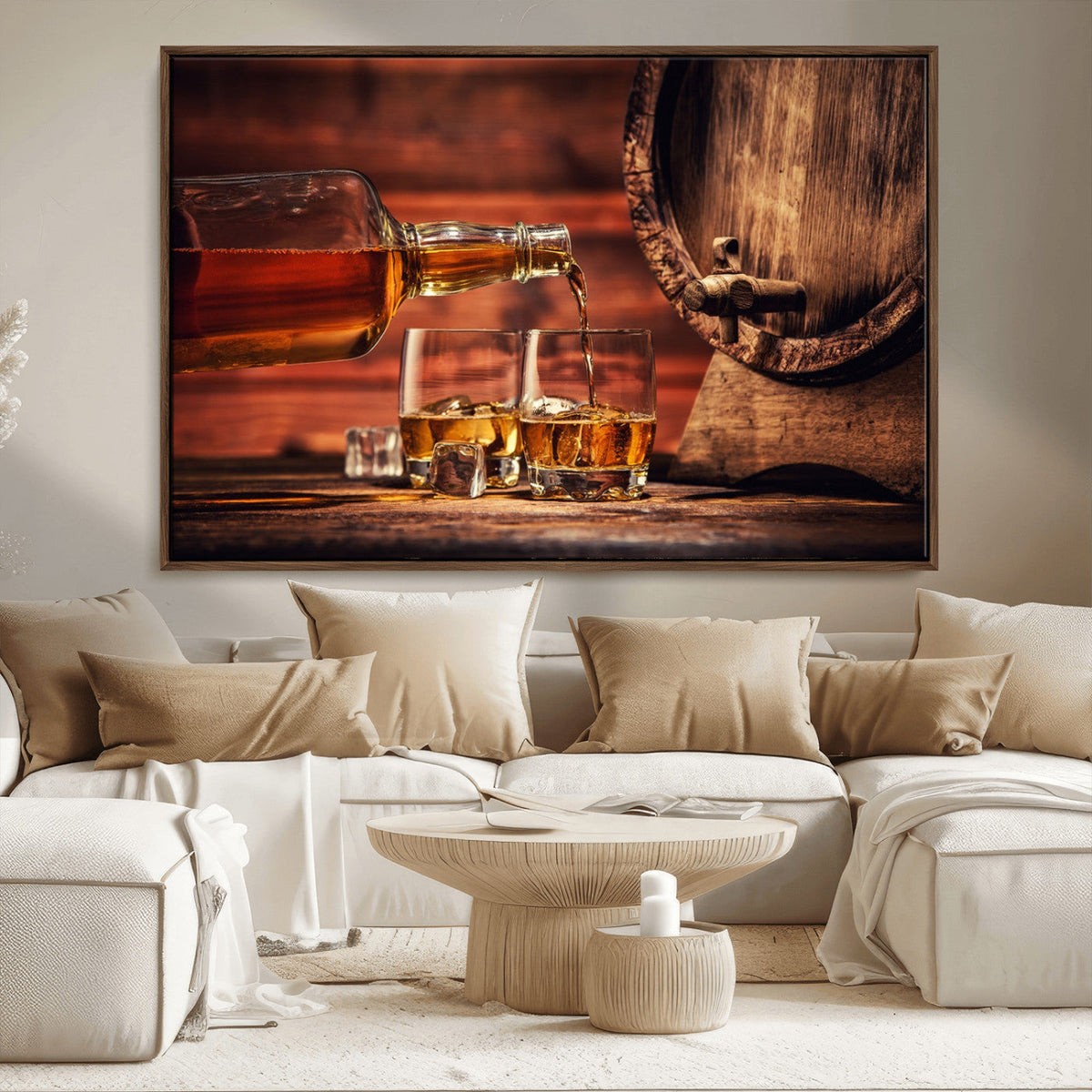 Whiskey and Cigar Canvas Wall Art | 3 Panel Bar Room Decor