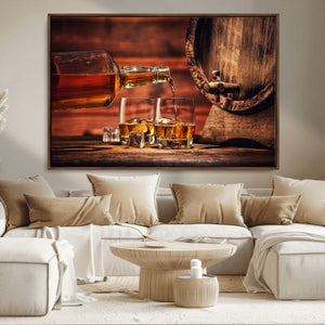 Whiskey and Cigar Canvas Wall Art | 3 Panel Bar Room Decor