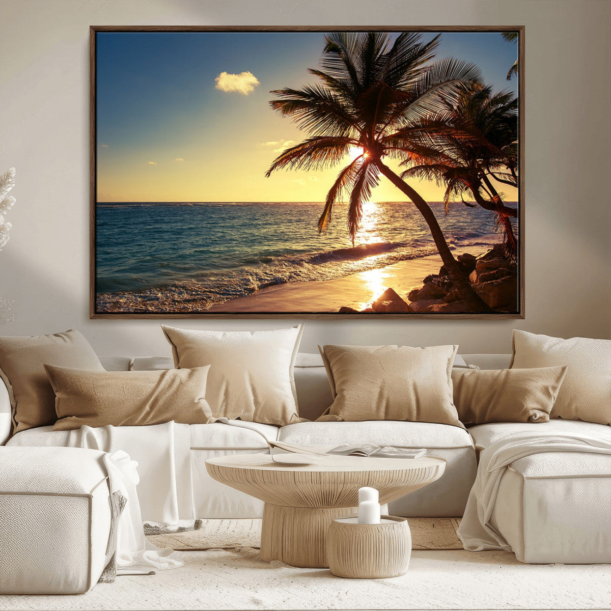 Sunset Palm Trees Wall Art Canvas Print