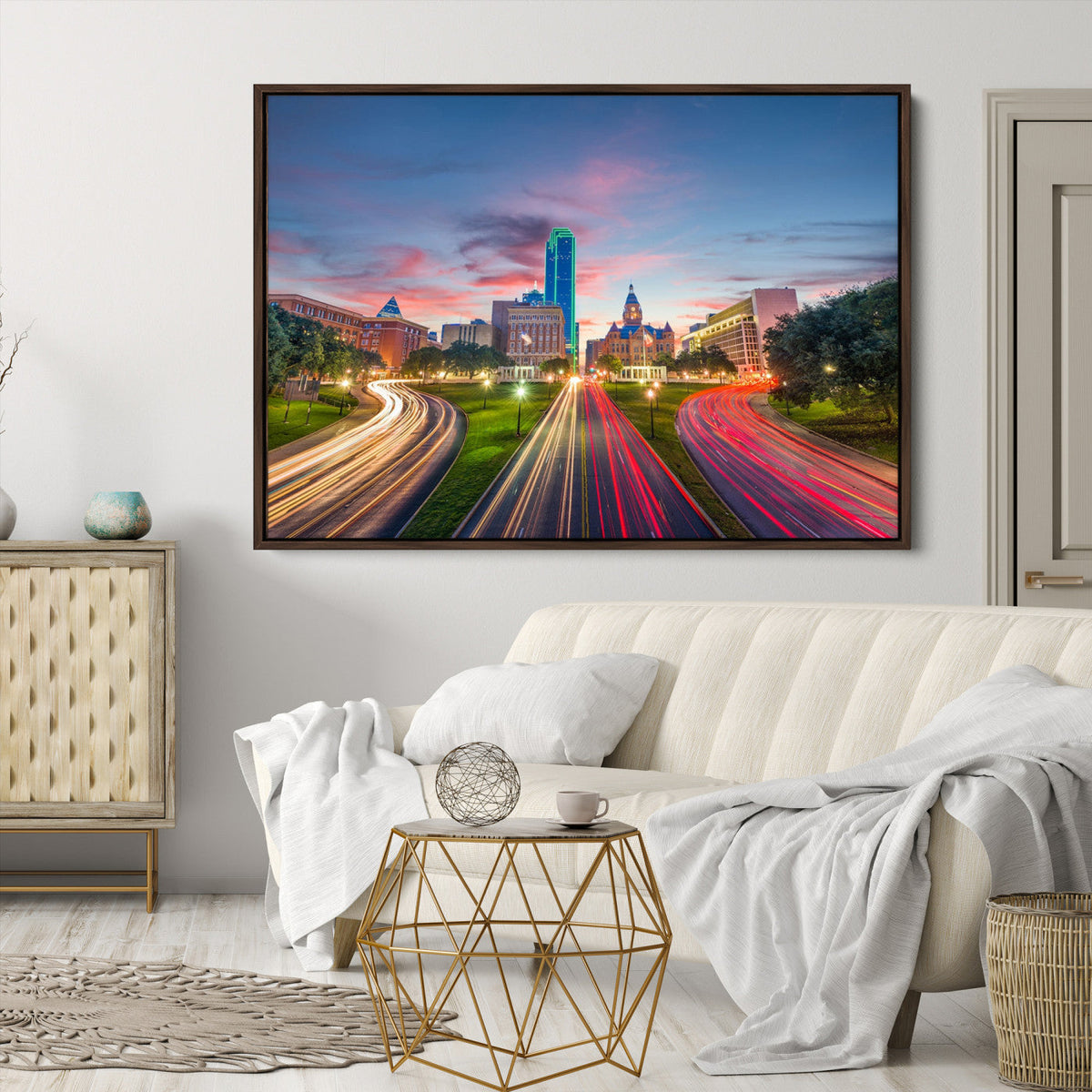 Dallas City Lights Large Wall Art Dallas Cityscape Canvas