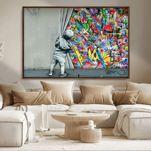 Banksy Colorful Street Graffiti Canvas Wall Art Print,
