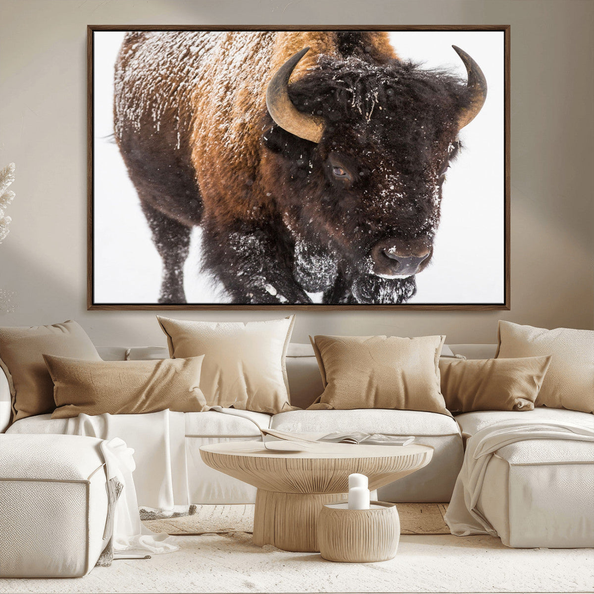 Bison Wall Art Canvas Print For Farmhouse, Wild Animal Wall