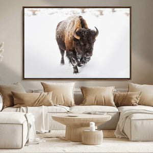 Bison Winter Wall Art Canvas Print For Farmhouse Decor
