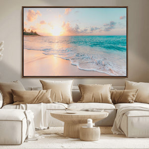Beach Wall Art - Stunning Ocean Sunset Canvas Print with