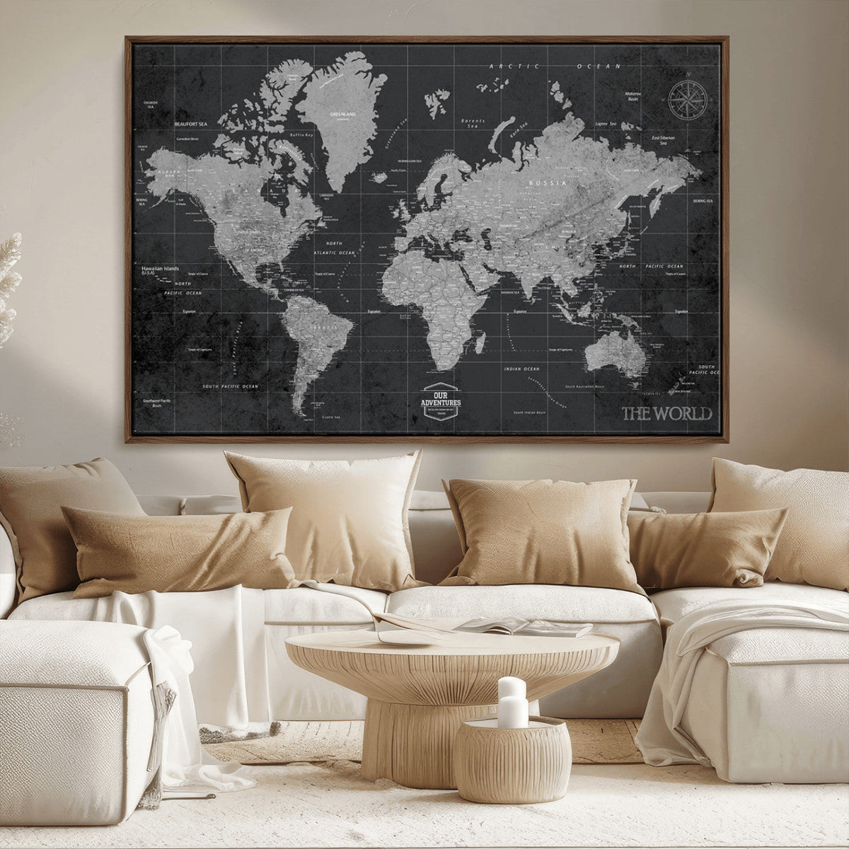 World Map Canvas Print – Detailed Map of the World Wall Art