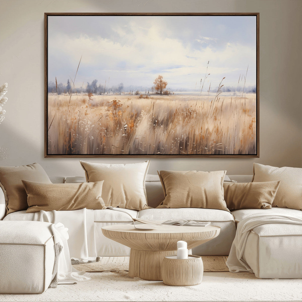 Golden Fields Wall Art Print Canvas – Serene Landscape of