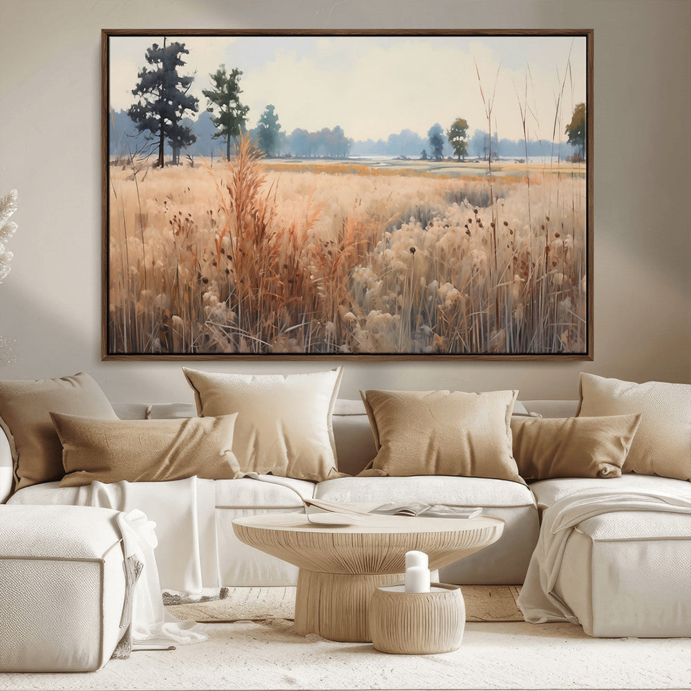 Golden Fields Canvas Wall Art Print – Serene Landscape of