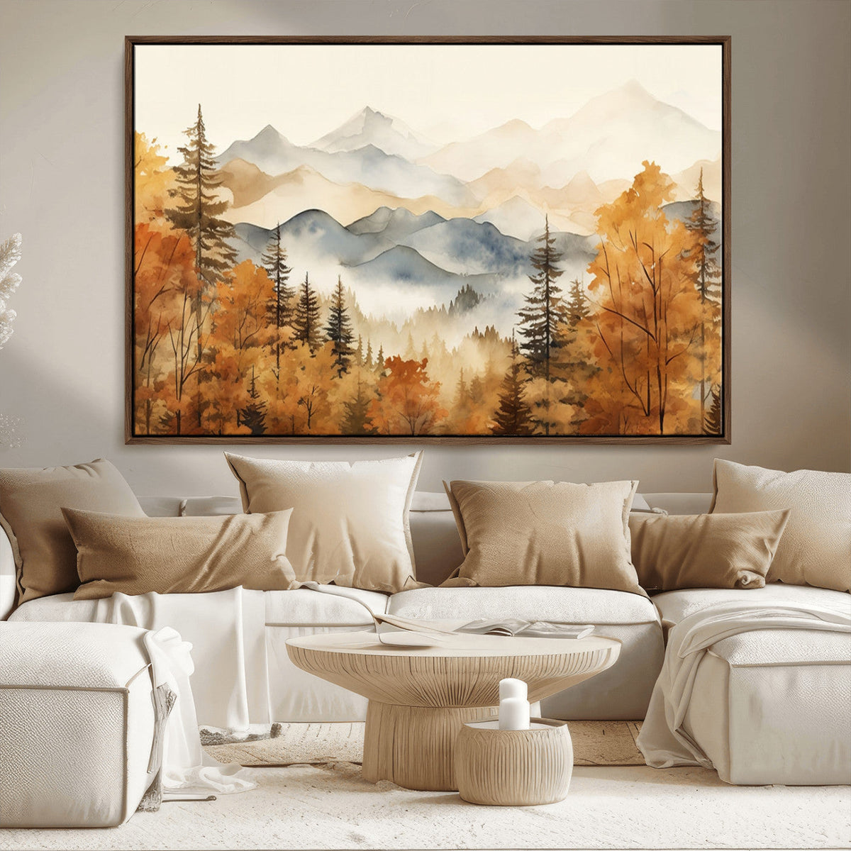 Golden Autumn Forest Wall Art Canvas | Mountain Landscape