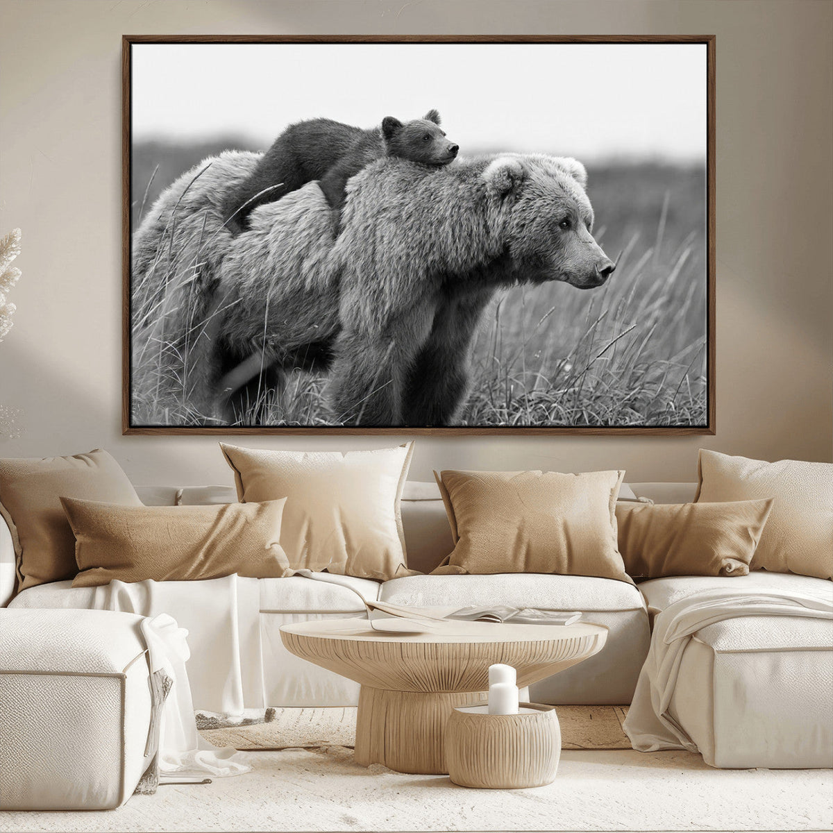 Bear and Cub Wall Art Canvas | 399 Bear Cub