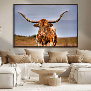 Texas Longhorn Wall Art Print, Framed Longhorn Cow Wall Art