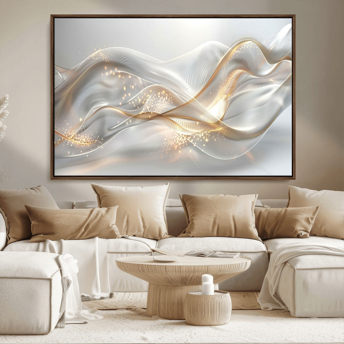 Abstract art Grey and Gold Lines Wall Art