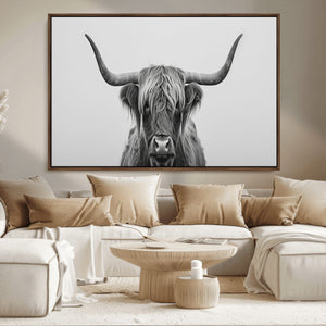 Farmhouse Longhorn Wall Art Canvas Print, Longhorn Texas