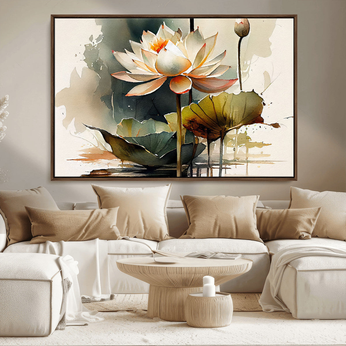 Lotus Flower Watercolor Canvas Print – A Symbol of Serenity