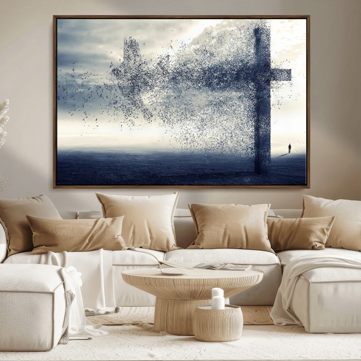 Jesus and the Fading Cross Wall Art Print – Symbol of Faith,