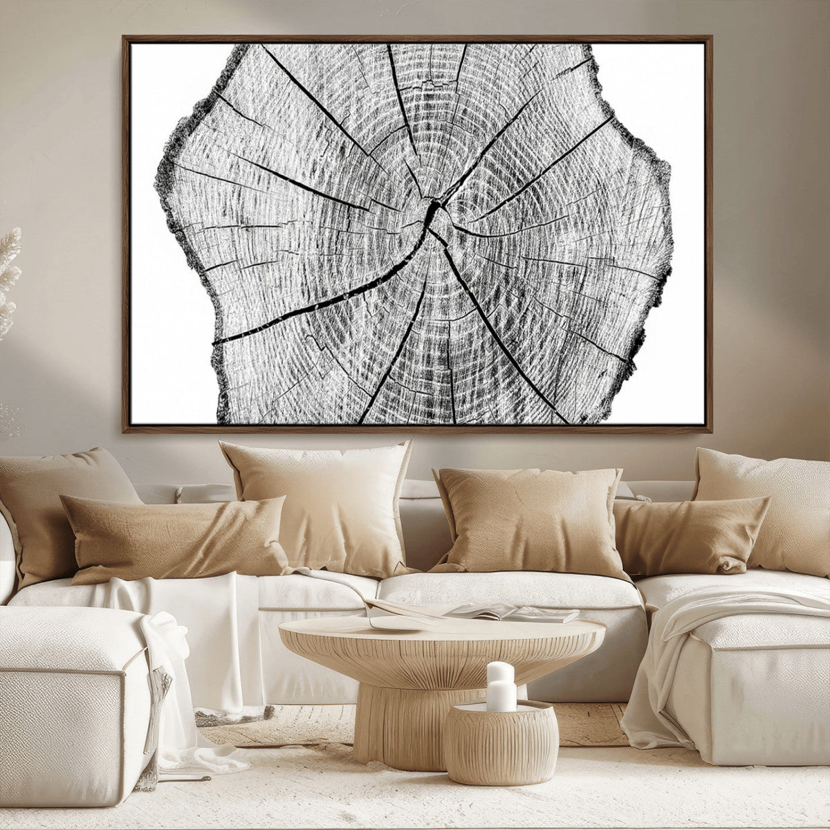 Rustic Tree Ring Wall Art Canvas Print – Framed and Ready to