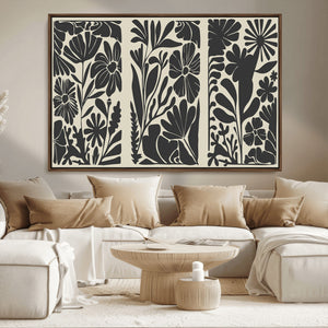 Modern Botanical Wall Art - Floral Black and White Canvas