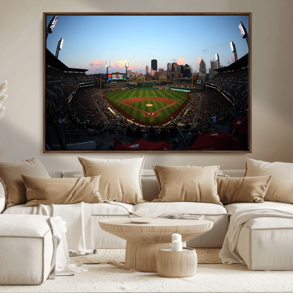 PNC Park Evening Game Triple Canvas Wall Art - Pittsburgh