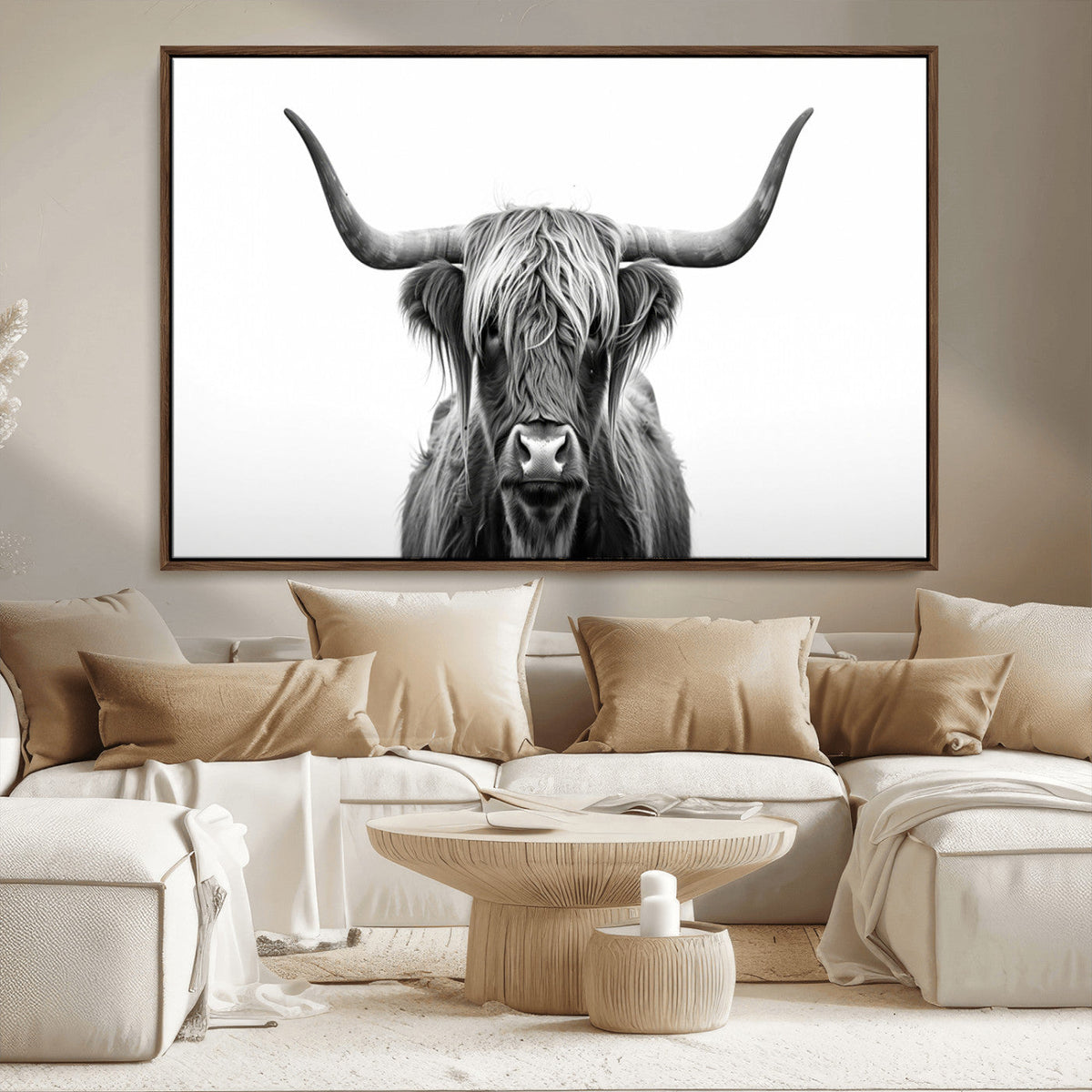 Highland Wall Art Canvas Print – Minimalist Black and White
