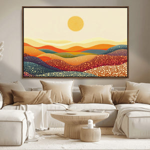 YAYOI KUSAMA Colorful Dot Art Landscape Canvas - Framed