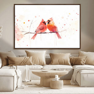 Cardinal Bird Canvas Wall Art - Male and Female Cardinal