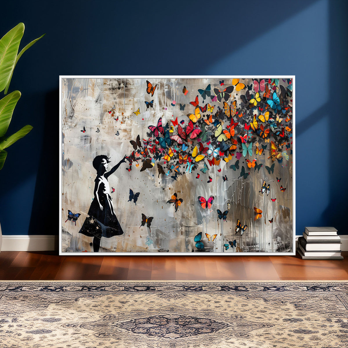 Butterfly Girl Wall Art – Vibrant Street Style Canvas Print,