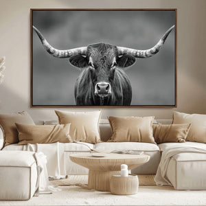 Texas Longhorn Wall Art Canvas Print – Framed Western Bull