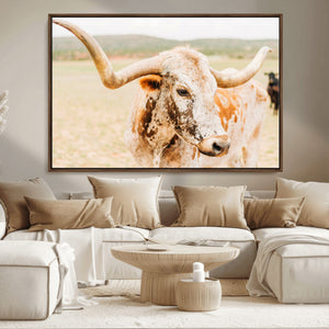 Texas Longhorn Wall Art Canvas Print – Framed Spotted Cow