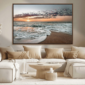 Ocean Sunset Wall Art Canvas Print – Framed Beach Waves