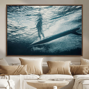 Underwater Surf Wall Art – Framed Ocean Wave Canvas Artwork,