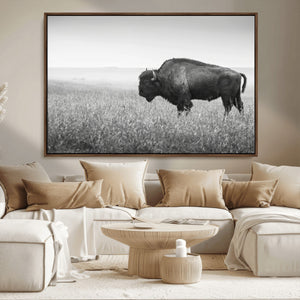 Bison Wall Art Canvas Print – Framed Rustic Wildlife Scene