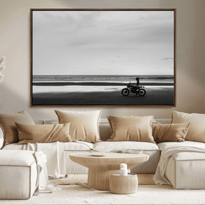 Motorcycle Beach Wall Art Canvas Print – Framed Vintage