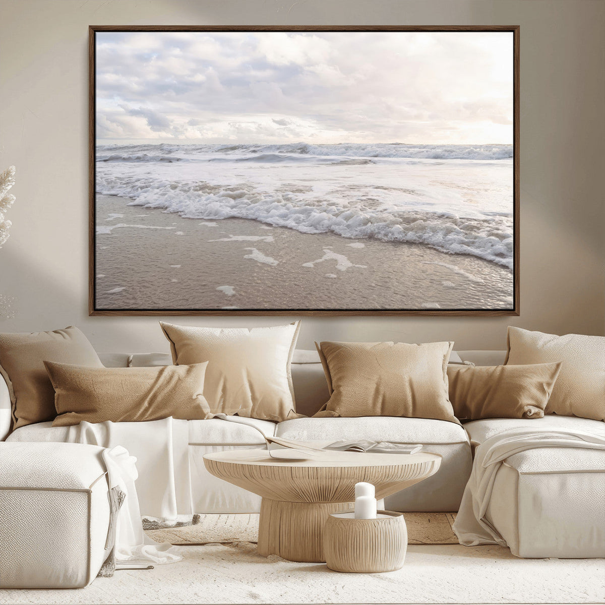 Ocean Waves Wall Art Canvas Print – Framed Coastal Shoreline