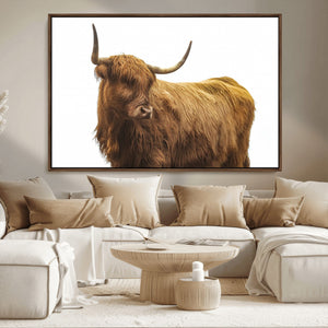 Highland Cow Wall Art Canvas Print – Framed Farmhouse Rustic