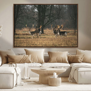 Deer Wall Art Canvas Print – Framed Rustic Wildlife Stags